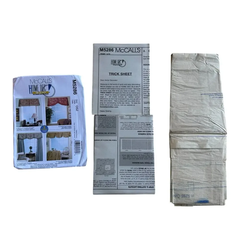 MCCALLS Home Dec Window Valance Pattern Uncut #M5286 2 Hours Pleat Scallop